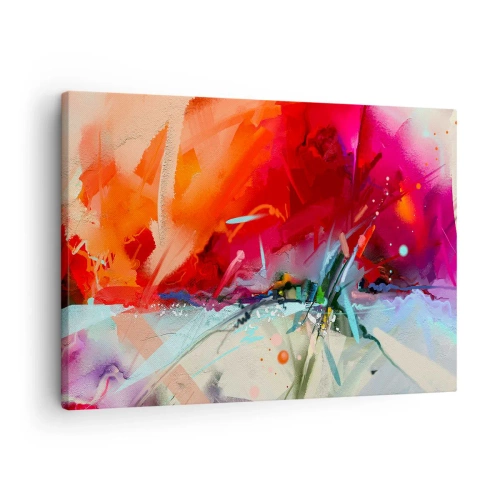 Tablou pe pânză Canvas - Peisaj abstract în culori intense - 70x50cm - O explozie de lumini și culori - Decorațiune modernă pentru perete pentru living și dormitor ARTTOR