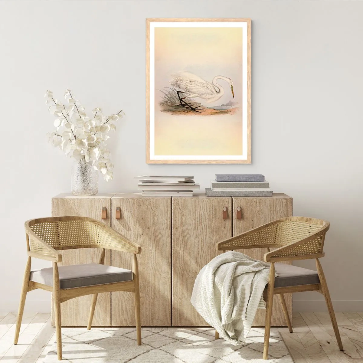 Poster în ramă de stejar deschis - Doamna în stufărișuri - 40x50 cm