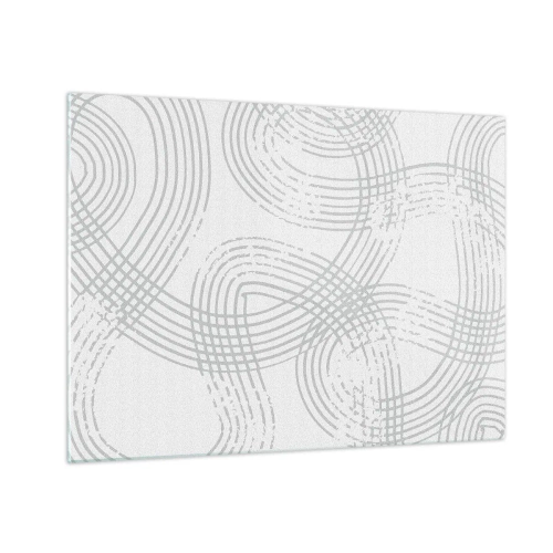 Tablou pe sticlă - Linii curbate abstracte în nuanțe de gri pe alb - 70x50cm - Nu există o cale ușoară - Decorațiune modernă pentru perete pentru living și dormitor ARTTOR