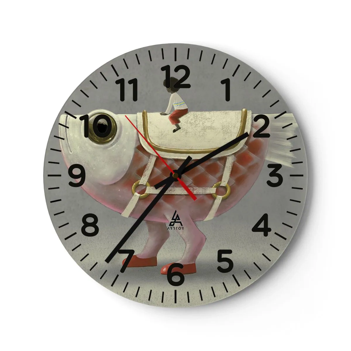 Ceas de perete - Ceas pe sticlă - Călărețul Pescărel - 30x30 cm