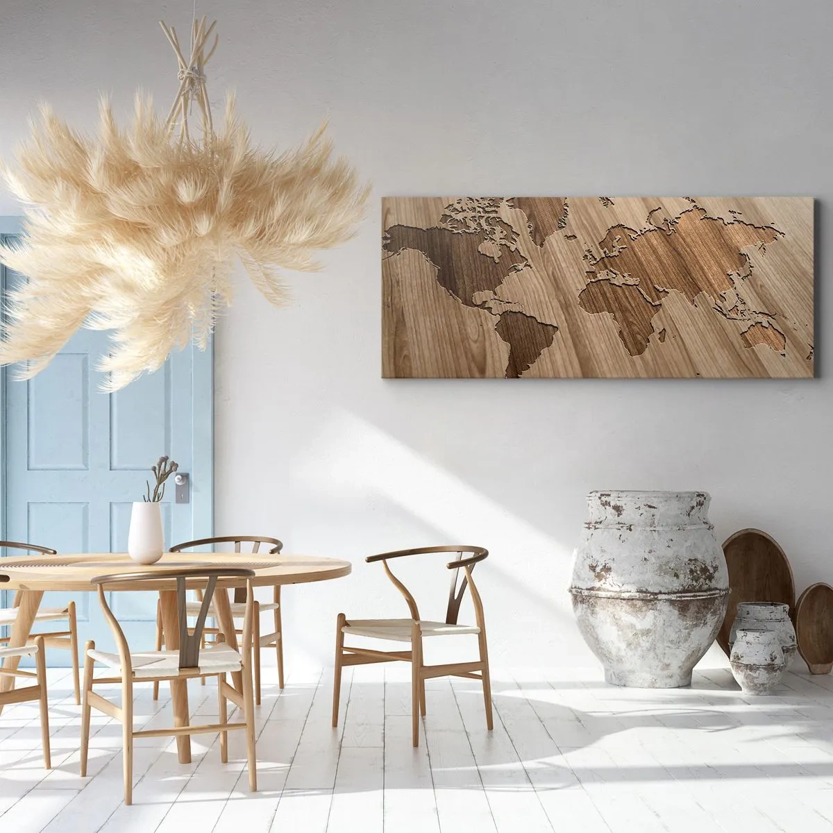 Tablou pe pânză - Lumea servită pe masă - 90x30 cm