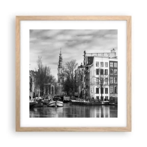 Poster în ramă de stejar deschis - Amsterdam vibes - 40x40 cm