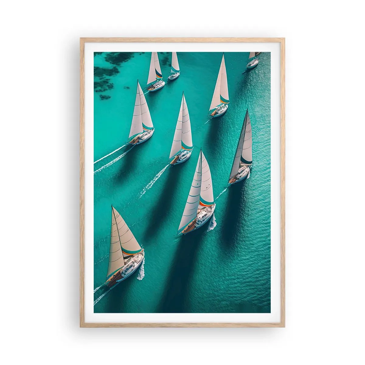 Poster în ramă de stejar deschis - Cursa cu vântul - 70x100 cm