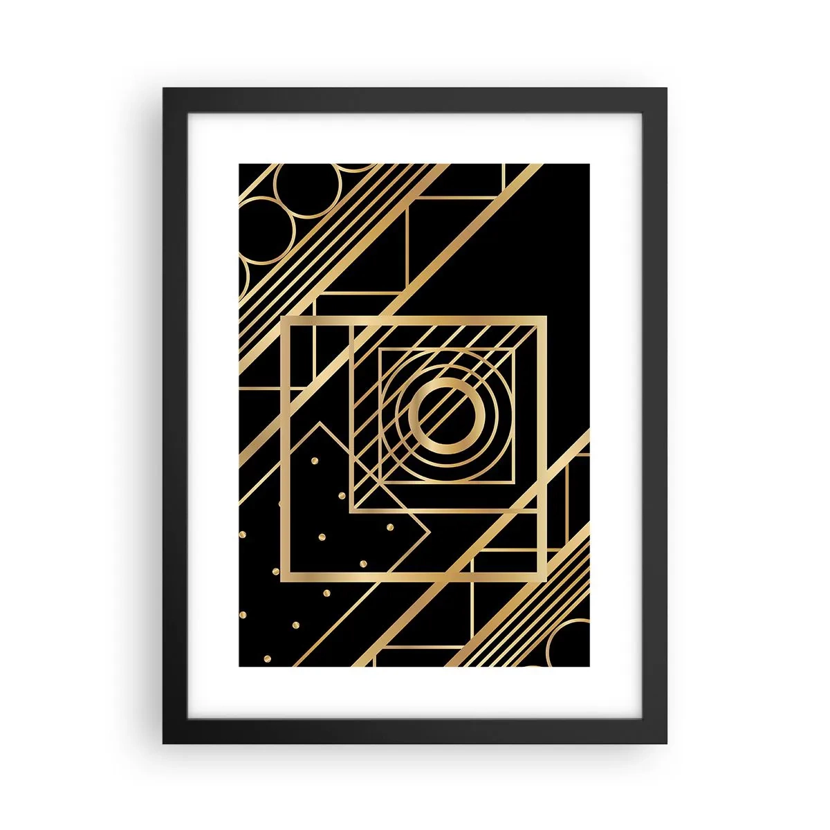 Poster în ramă neagră - Geometrie de aur - 30x40 cm