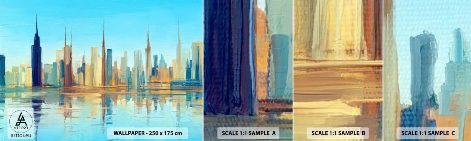 Mostră de Tapet Standard Eco - Metropola însorită - Oraș, Arhitectură, Bucată - 100x30 cm