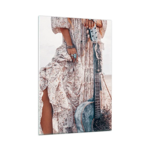 Tablou pe sticlă - Hippie pe drum - 80x120 cm