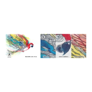 Mostră tapet Premium Canvas - Trăiește în culori - Pasăre, Papagal, Pene colorate - 100x30 cm