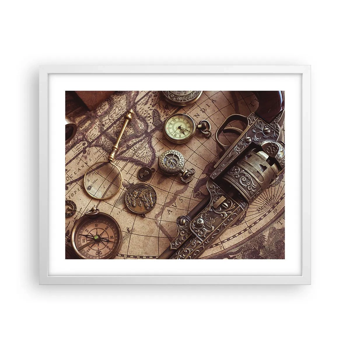 Poster în ramă albă - Sugestii de aventură - 50x40 cm