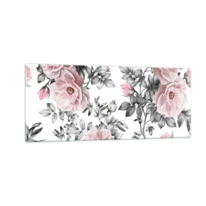 Tablou pe sticlă - Pierde-te în florile de trandafir - 100x40 cm