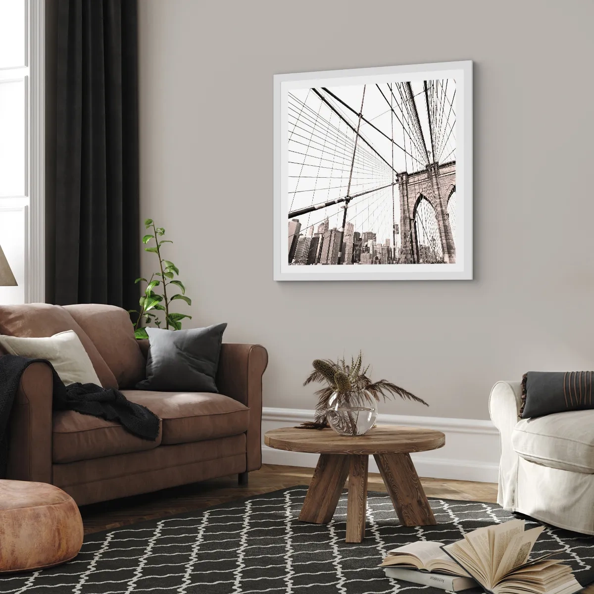 Poster în ramă albă - Catedrala din New York - 30x30 cm