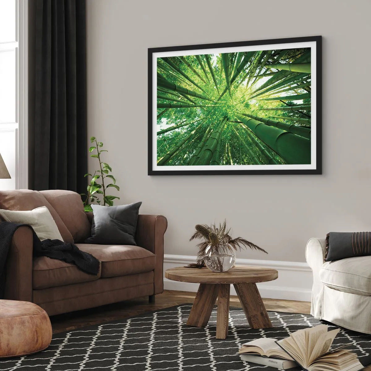 Poster în ramă neagră - Într-o pădure de bambus - 70x50 cm