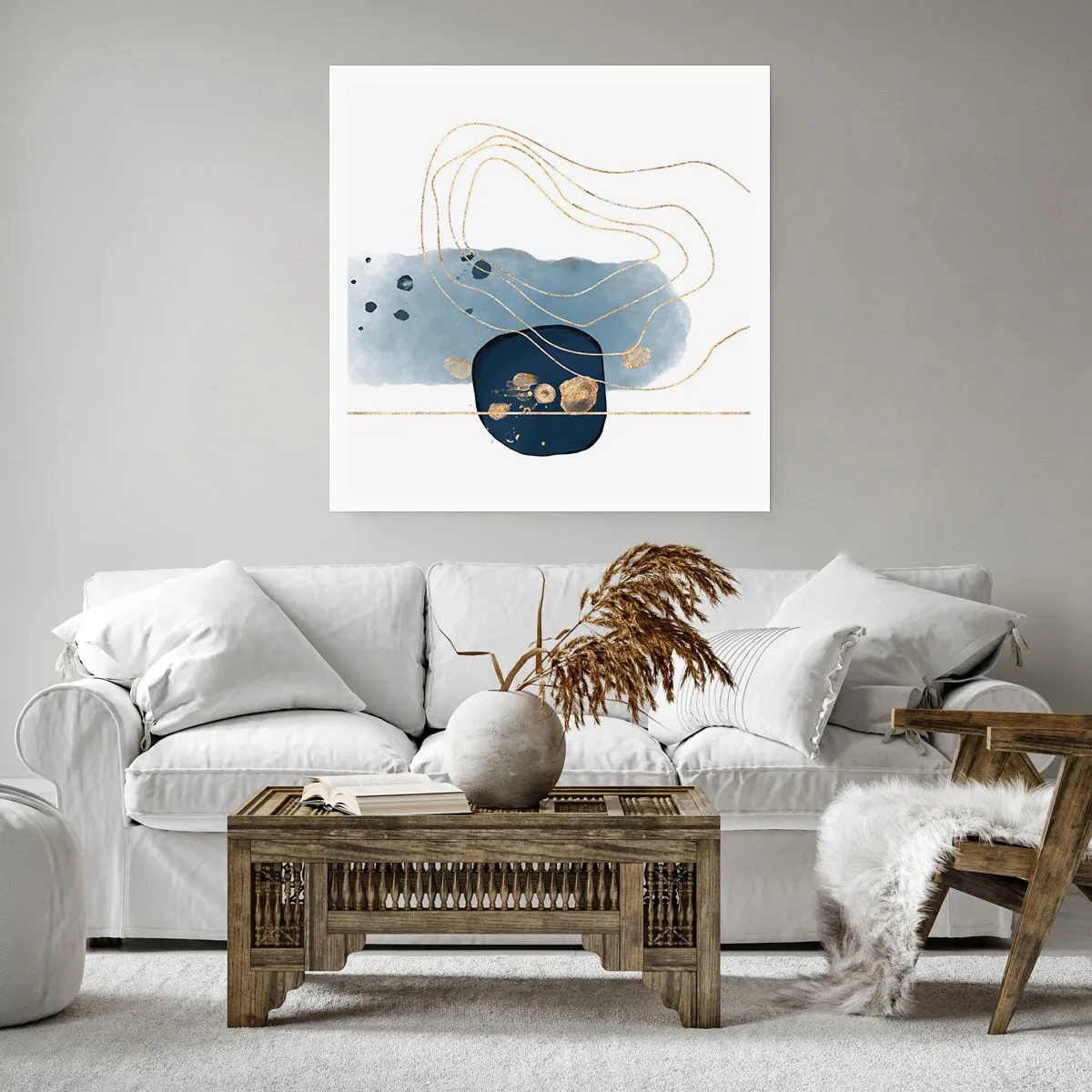 Poster - Fantezie albastru-auriu - 40x40 cm