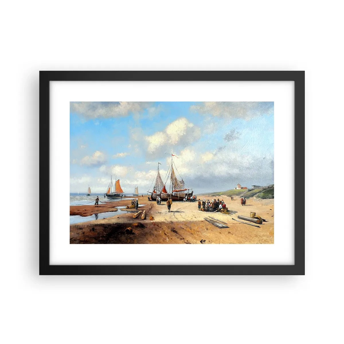 Poster în ramă neagră - Pescuit de succes - 40x30 cm