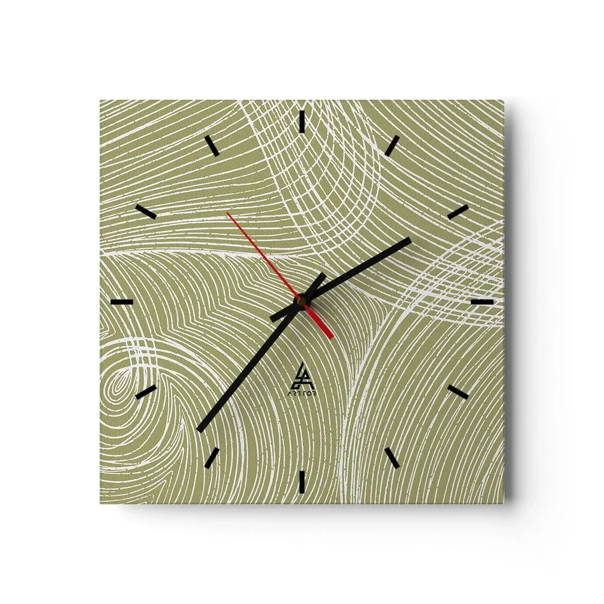 Ceas de perete - Ceas pe sticlă - Abstracție complicată în alb - 40x40 cm