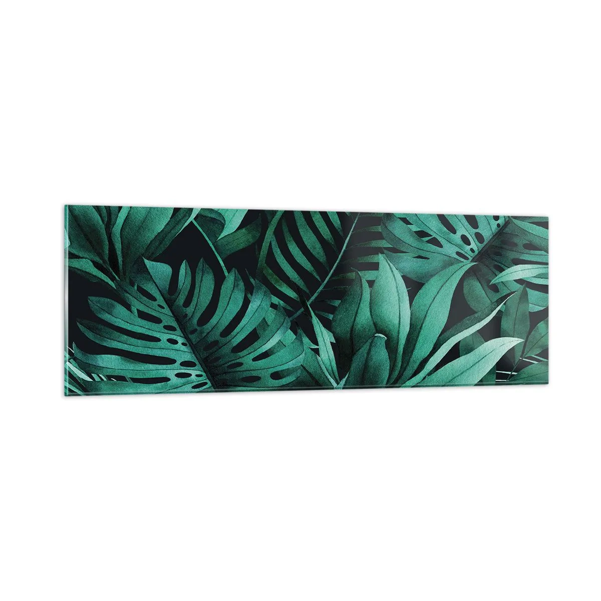 Tablou pe sticlă - Profunzimea verdelui tropical - 90x30 cm