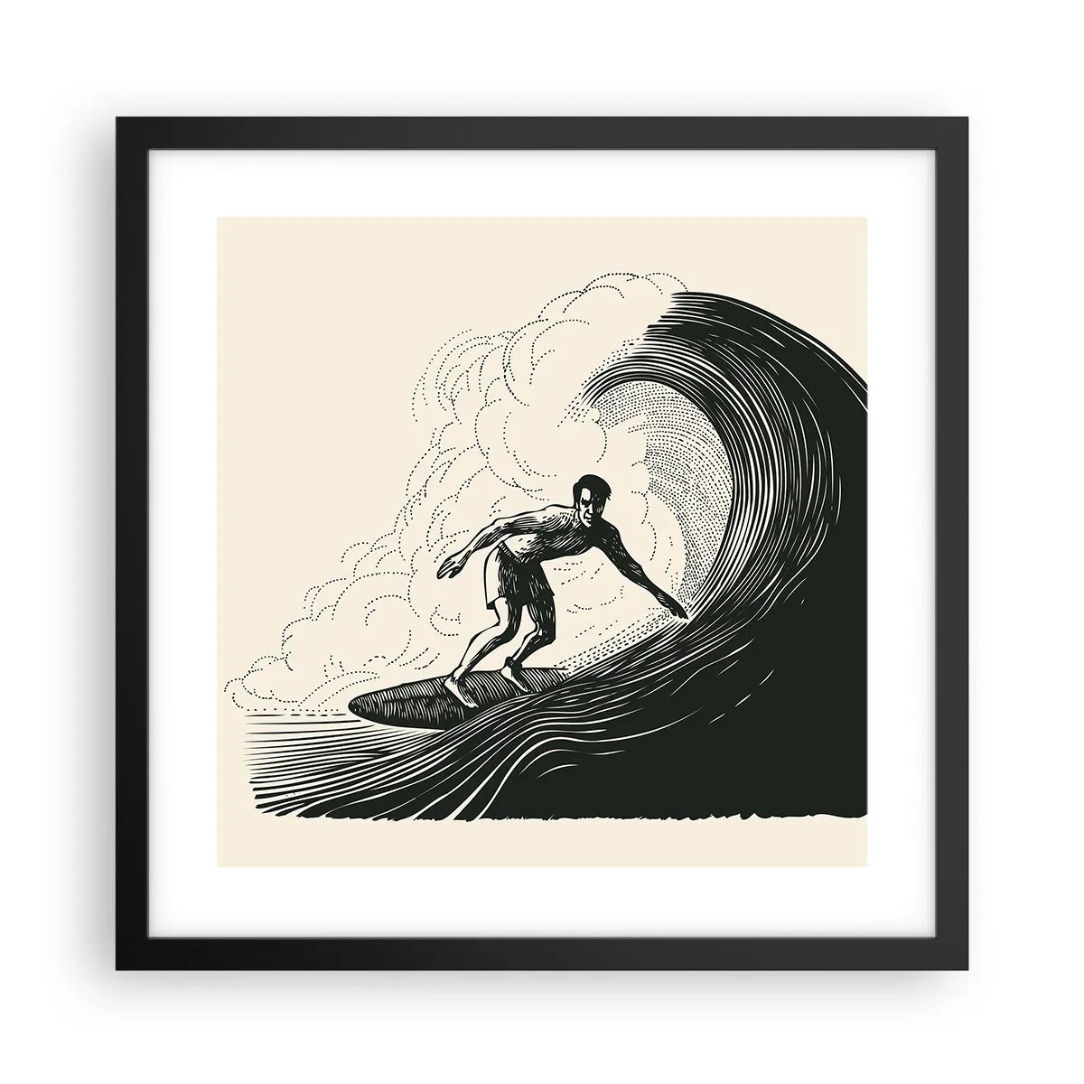 Poster în ramă neagră - Regele valului - 40x40 cm