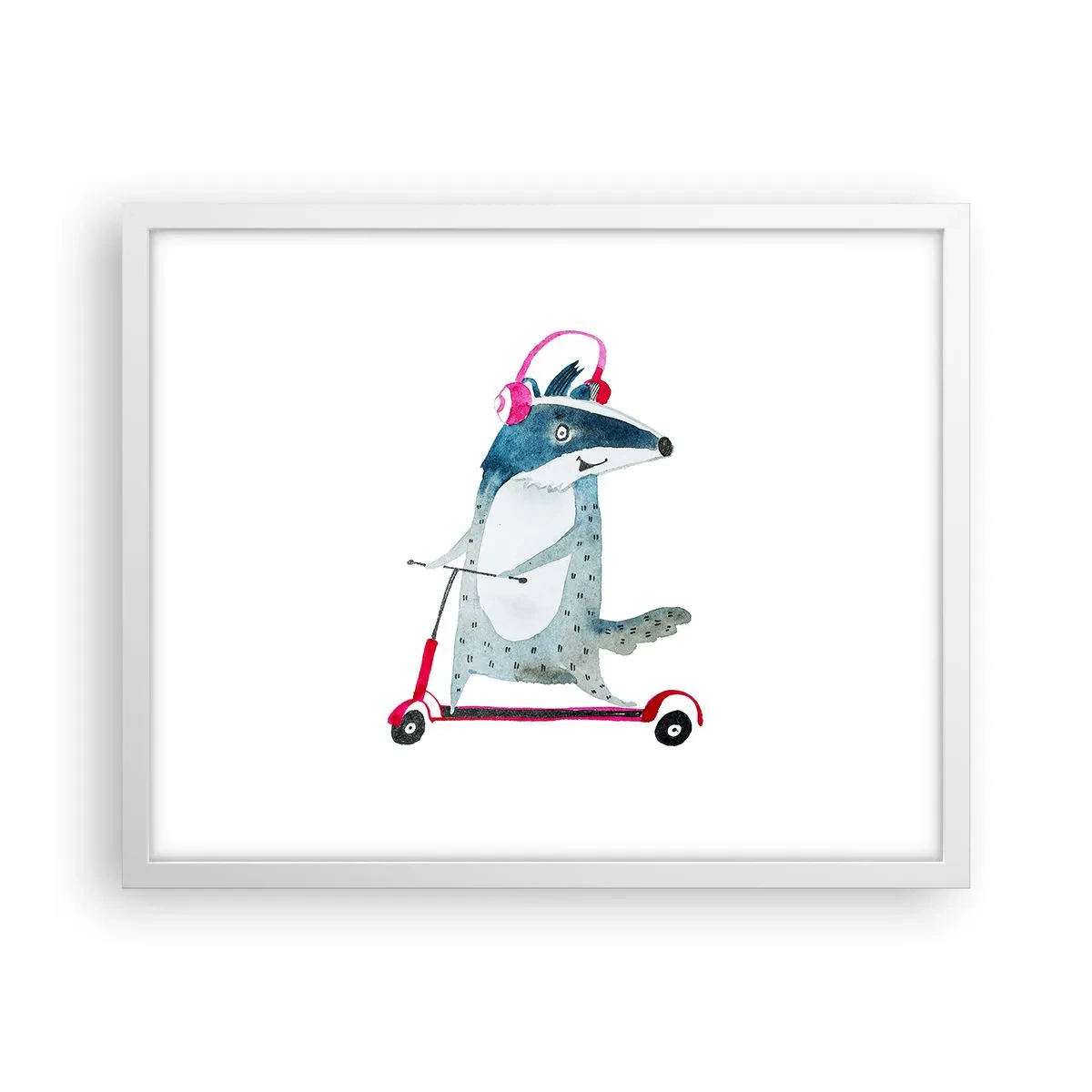 Poster în ramă albă - Bucurie de bursuc - 50x40 cm