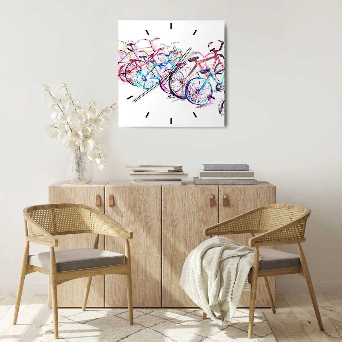 Ceas de perete - Ceas pe sticlă - Reuniunea clubului Antymoto - 40x40 cm