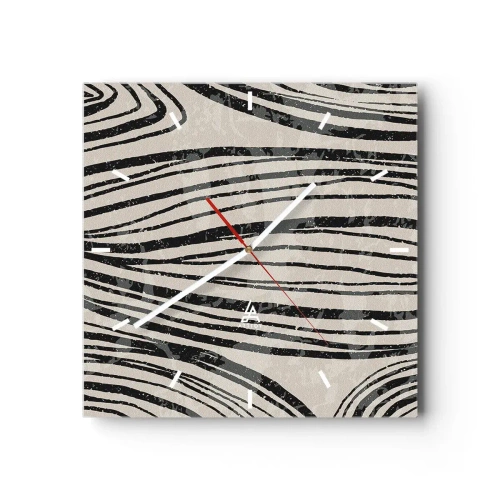 Ceas de perete - Ceas pe sticlă - Deversare de linii - 30x30 cm