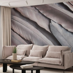 Tapet Premium Sand - Argintul roz - Pană de pasăre, Grafică, Boho - 450x315 cm