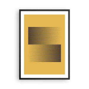 Poster în ramă neagră - O compoziție minimalistă de linii pe un fundal de muștar. - 50x70cm - Pătratul contrariilor - Decorațiune modernă pentru perete pentru living și dormitor ARTTOR