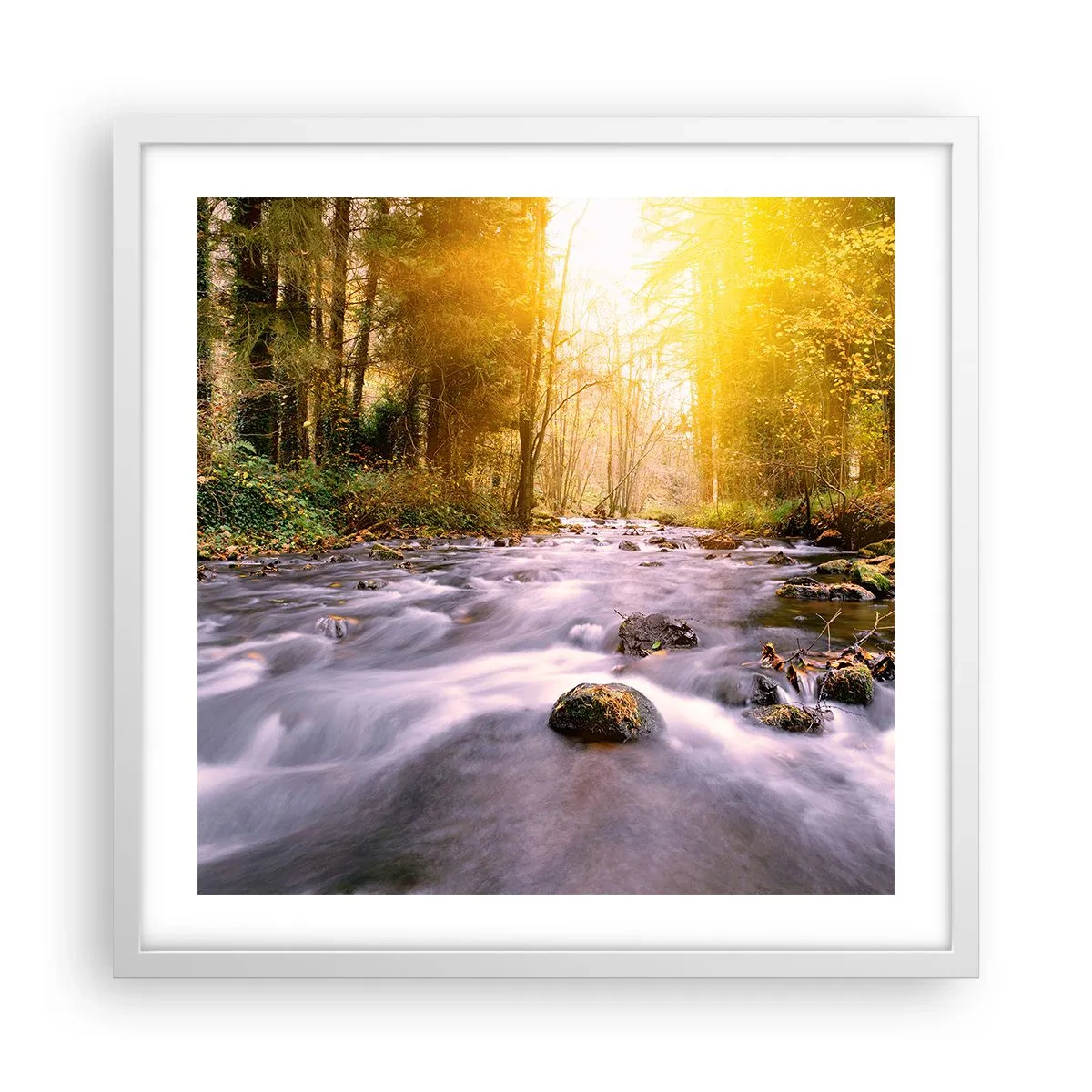 Poster în ramă albă - Malachit în rame de argint și aur - 50x50 cm