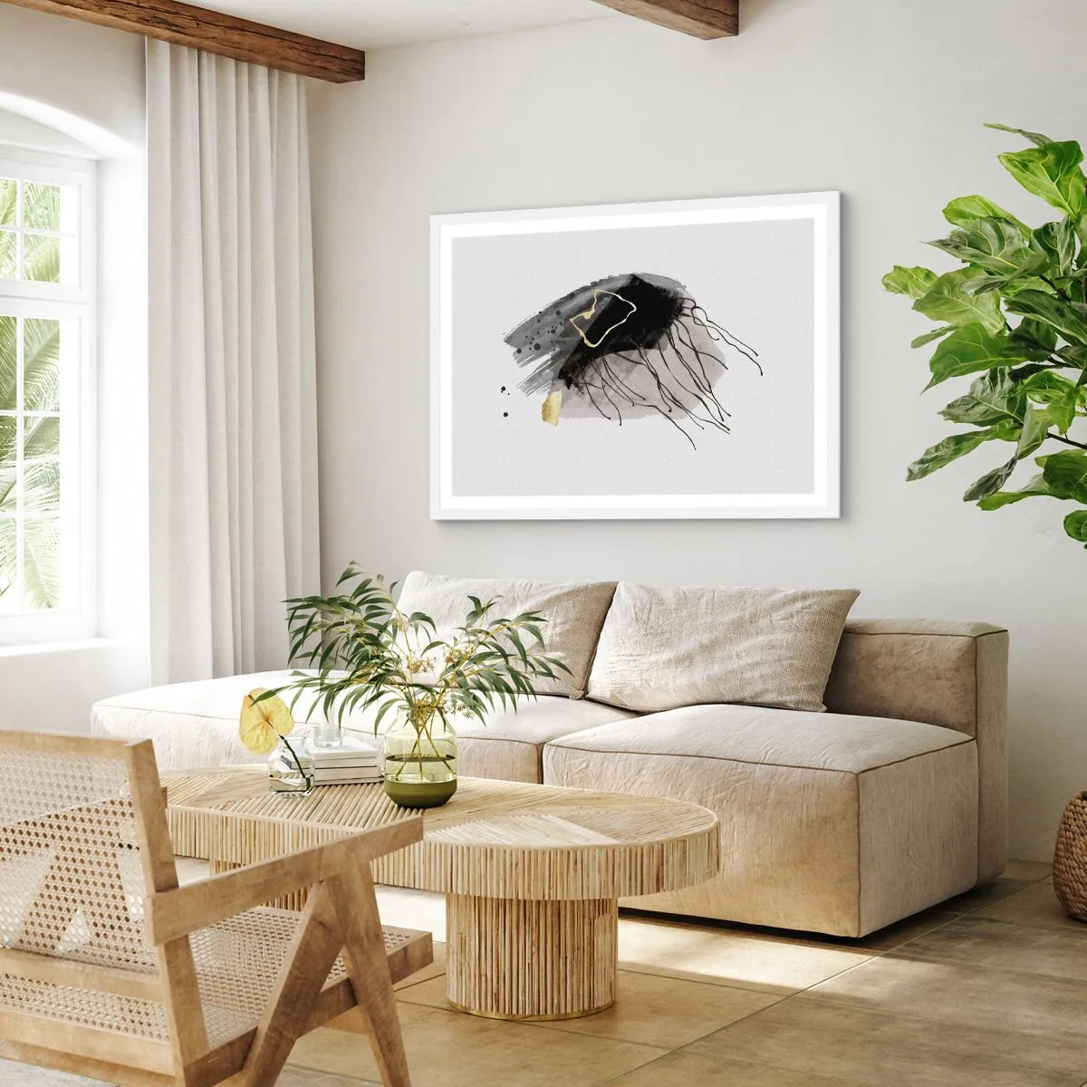 Poster în ramă albă - Negru și aur - 50x40 cm