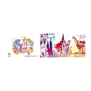 Mostră de Tapet Standard Eco - Turneu european - Abstracția, Călătorii, Valiză - 100x30 cm