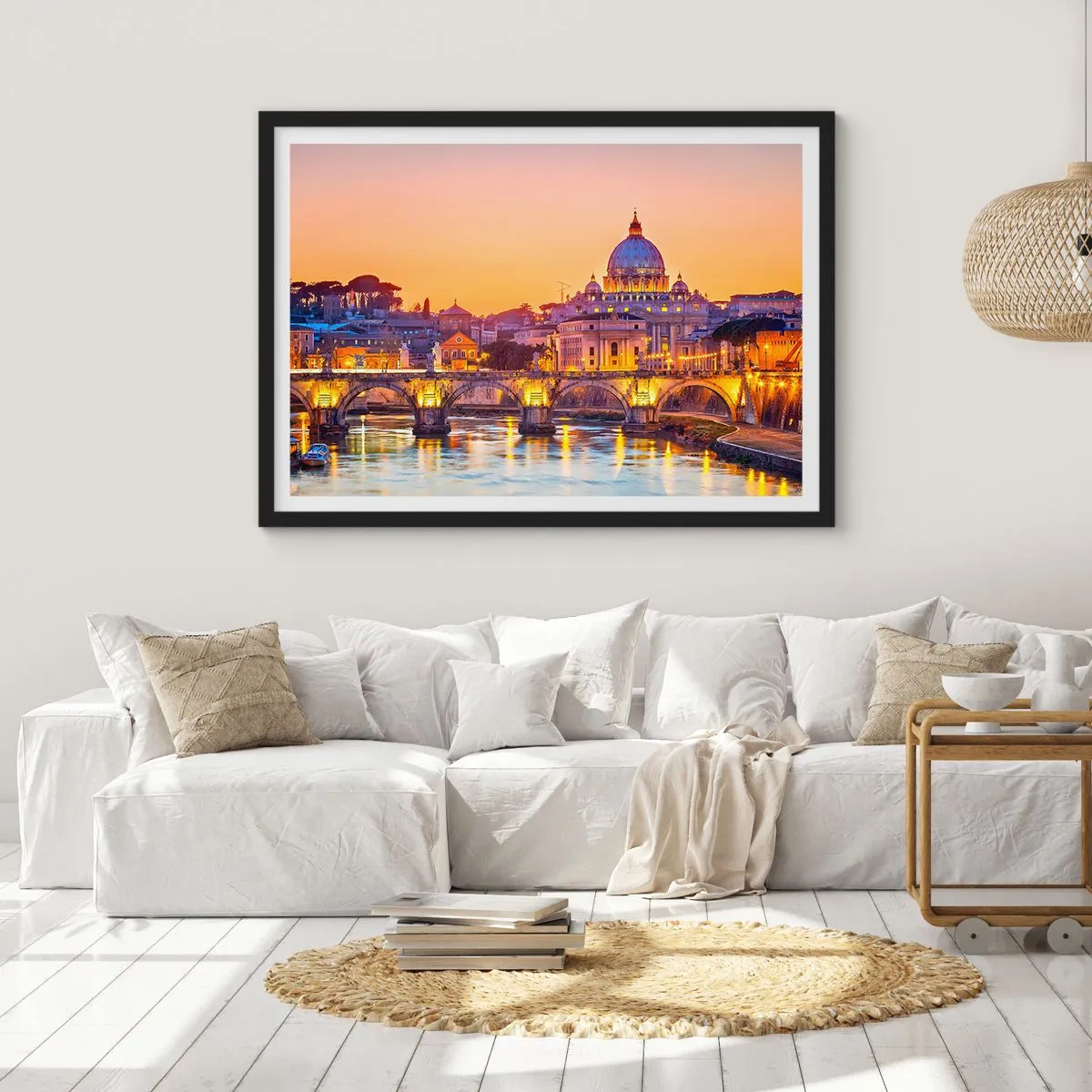 Poster în ramă neagră - Amurg deasupra Orașului Etern - 100x70 cm
