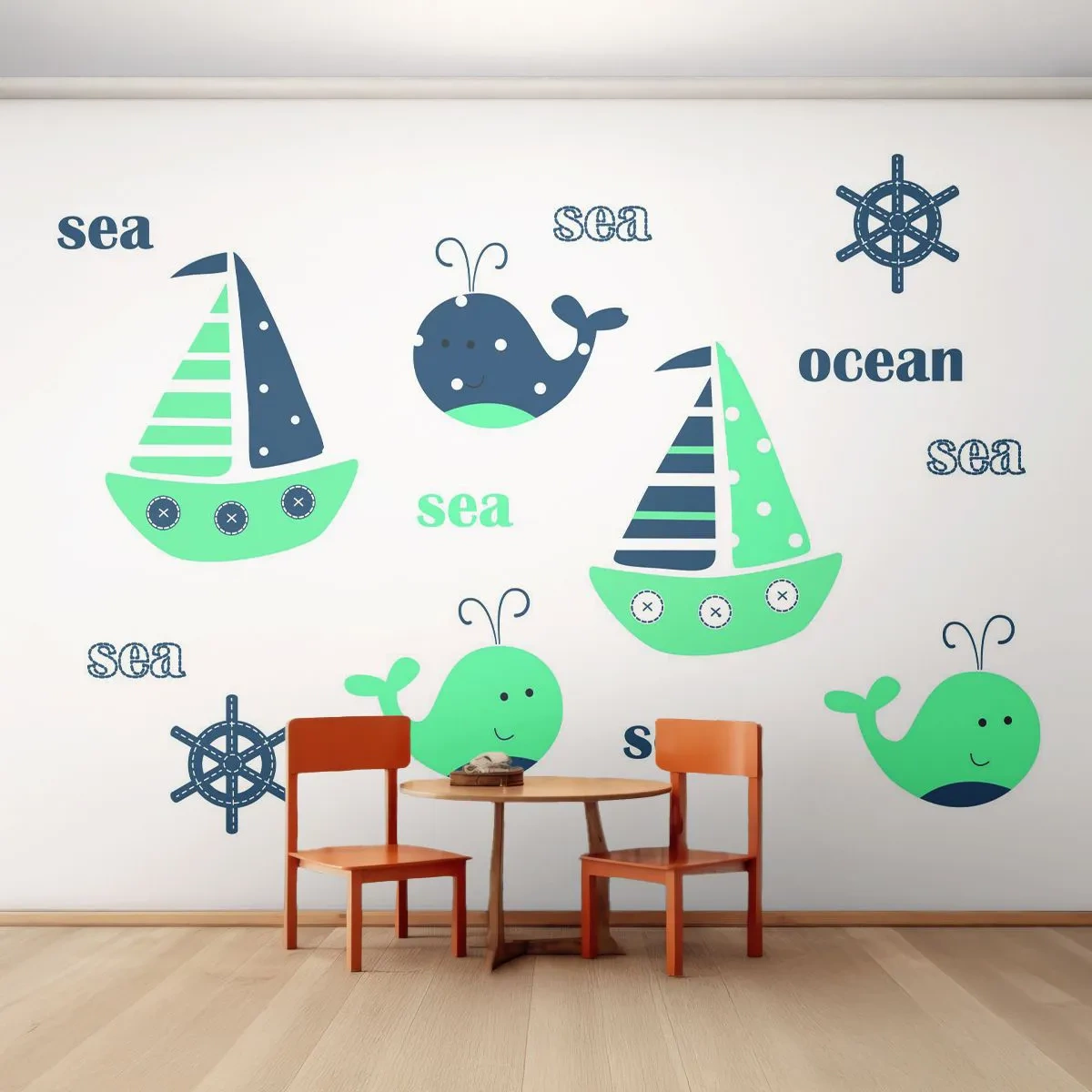 Tapet Standard Eco - Peste mări și oceane - Pentru copii, Nautic, Barcă cu pânze - 200x140 cm