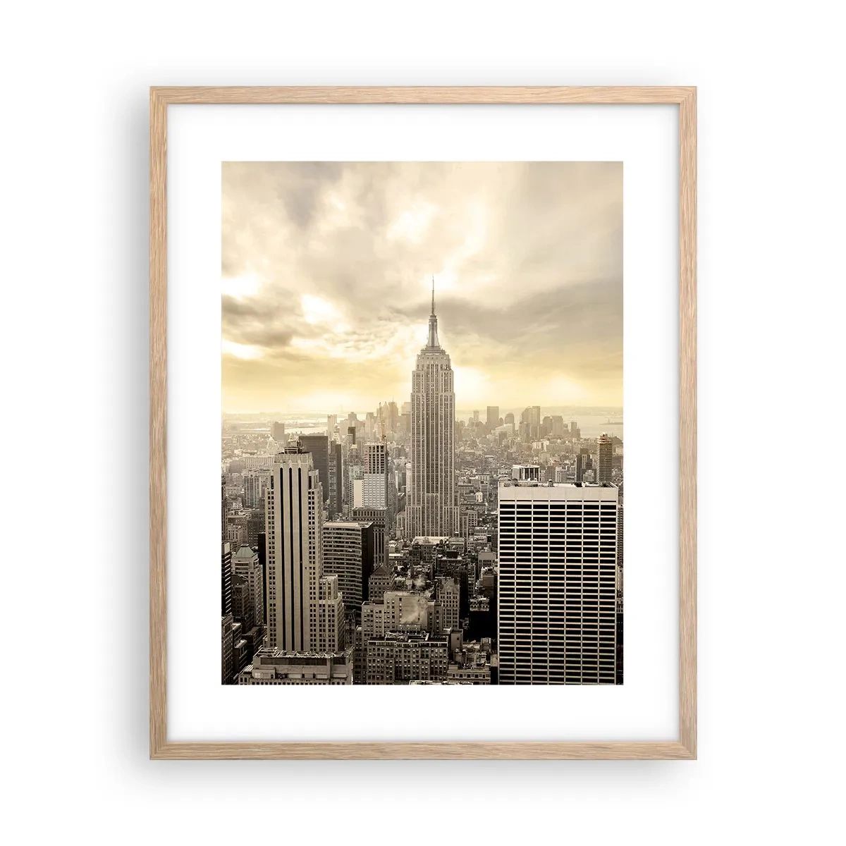 Poster în ramă de stejar deschis - New York țesut din gri - 40x50 cm