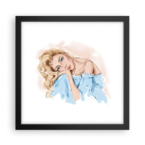 Poster în ramă neagră - Scufundată în vis albastru - 30x30 cm