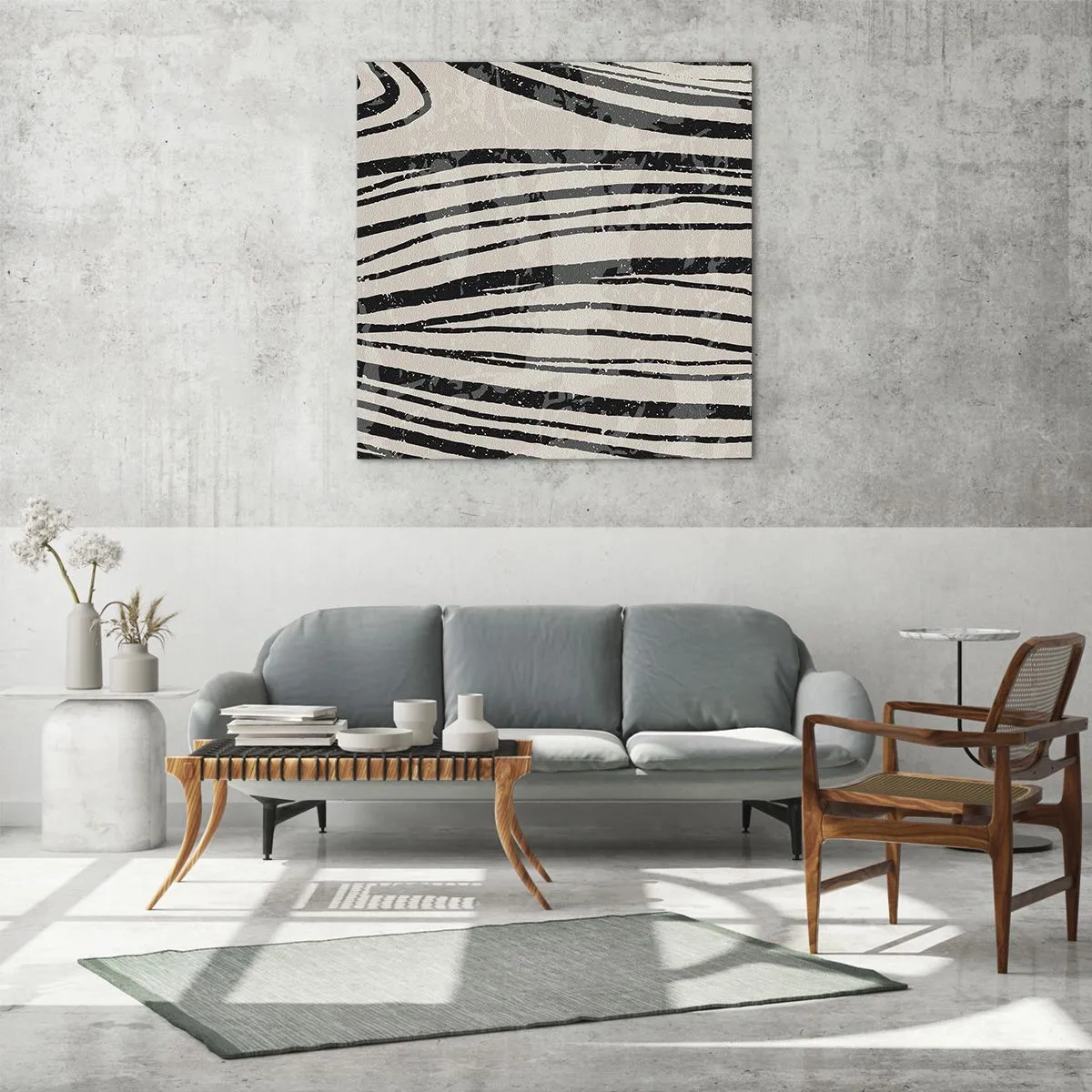 Tablou pe sticlă - Deversare de linii - 70x70 cm