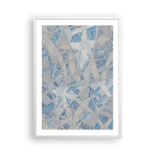 Poster în ramă albă - Într-un labirint de gri-albastru - 50x70 cm