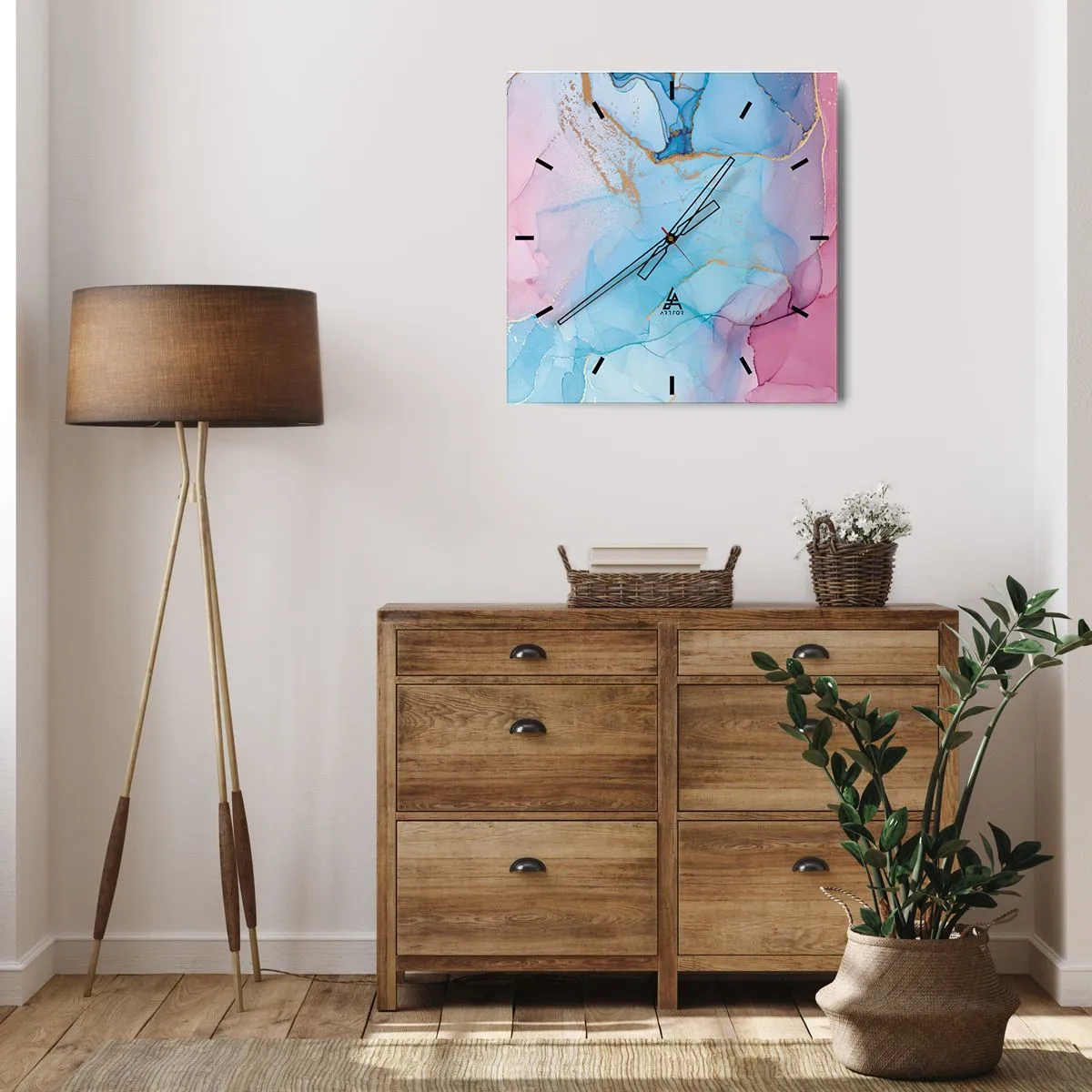 Ceas de perete - Ceas pe sticlă - Întâlnire și întrepătrundere - 40x40 cm