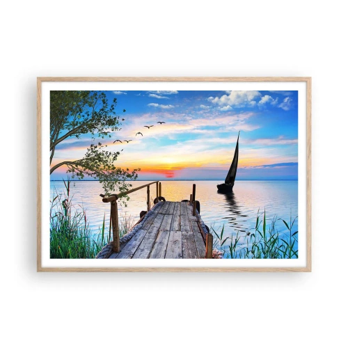 Poster în ramă de stejar deschis - Bună seara - 100x70 cm