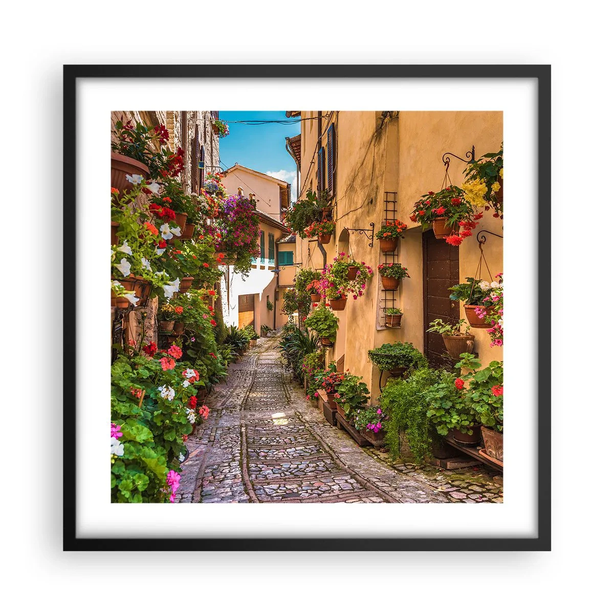 Poster în ramă neagră - Străduță italiană - 50x50 cm