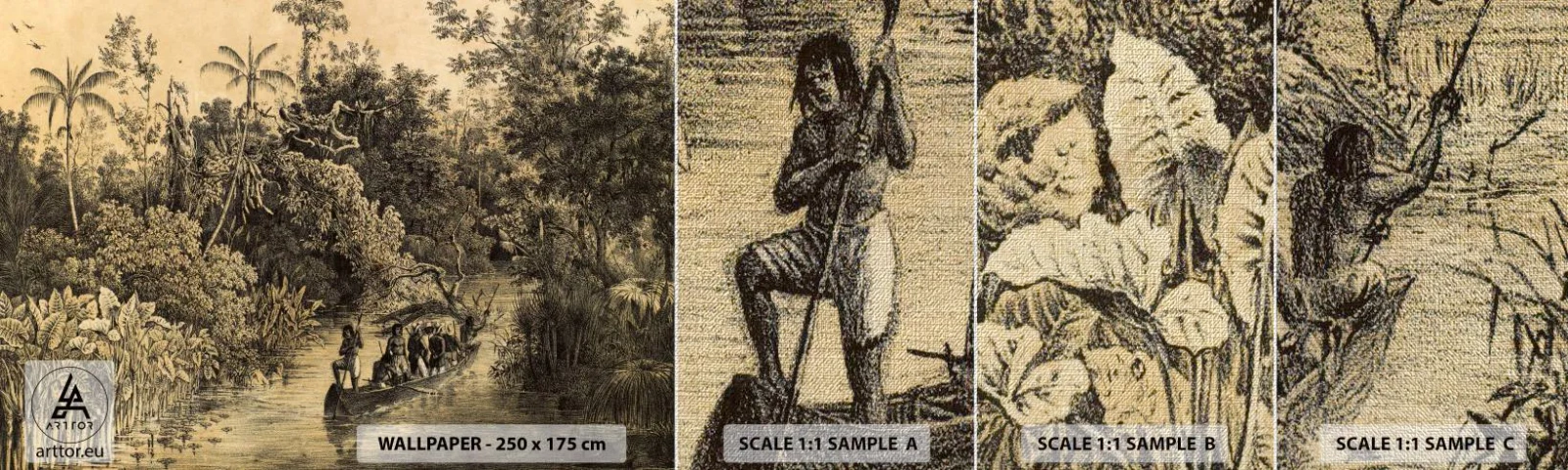 Mostră tapet Premium Canvas - Călătorie la sursă - Junglă, Amazonia, Tropicele - 100x30 cm