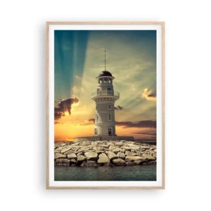 Poster în ramă de stejar deschis - Lumină - Bunătate - Frumusețe - 70x100 cm