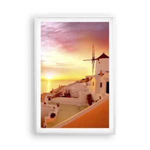 Poster în ramă albă - Dizolvându-se în alb și auriu - 61x91 cm