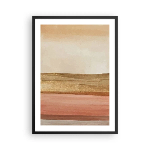 Poster în ramă neagră - O compoziție abstractă în nuanțe calde de bej și roz. - 50x70cm - Compoziție verticală - Decorațiune modernă pentru perete pentru living și dormitor ARTTOR