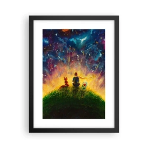 Poster în ramă neagră - Dragoste și prietenie - întreaga lume - 30x40 cm