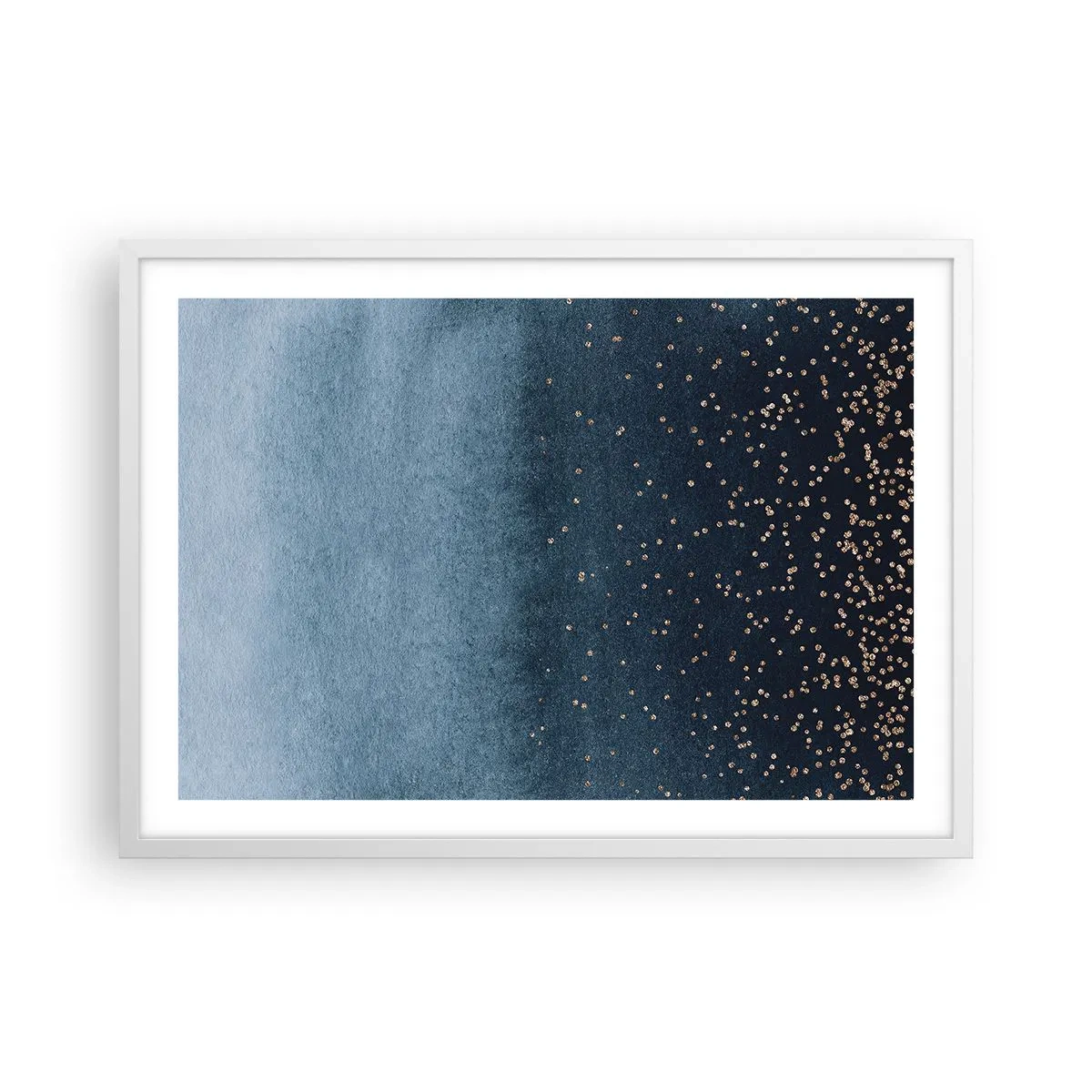 Poster în ramă albă - Compoziție - faze albastre - 70x50 cm