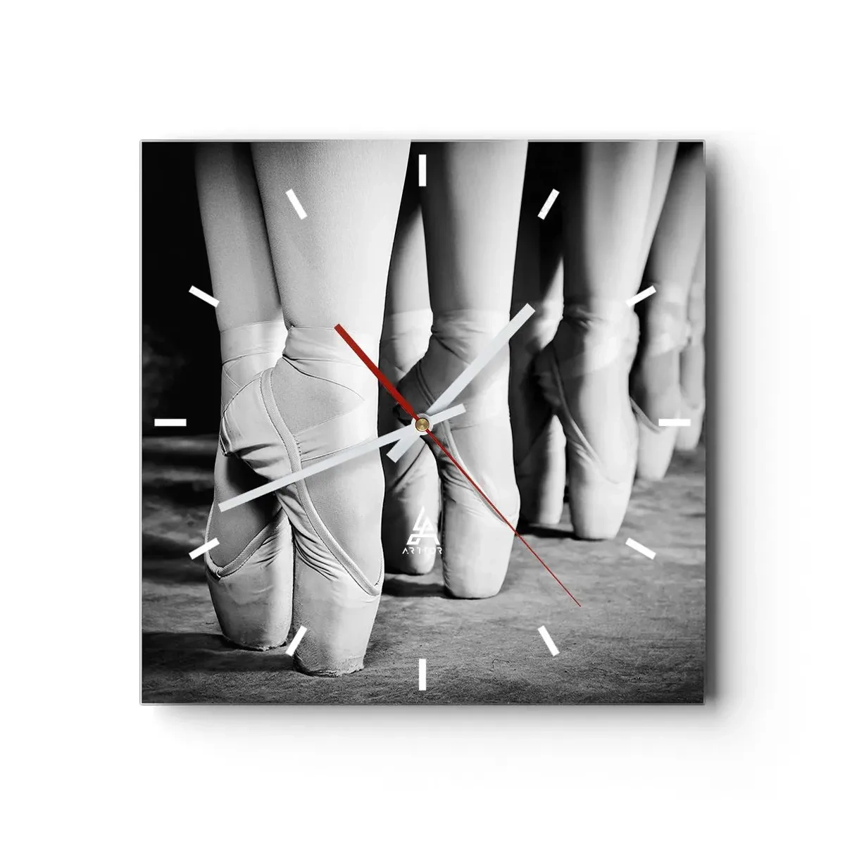 Ceas de perete - Ceas pe sticlă - Împreună, elegant - 30x30 cm