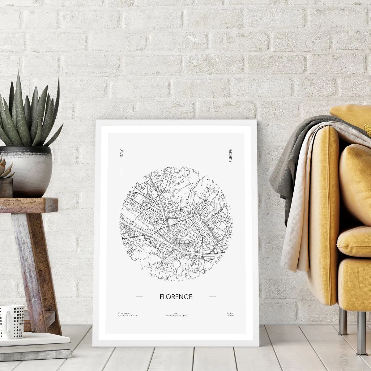 Poster în ramă albă - Anatomia Florenței - 30x40 cm