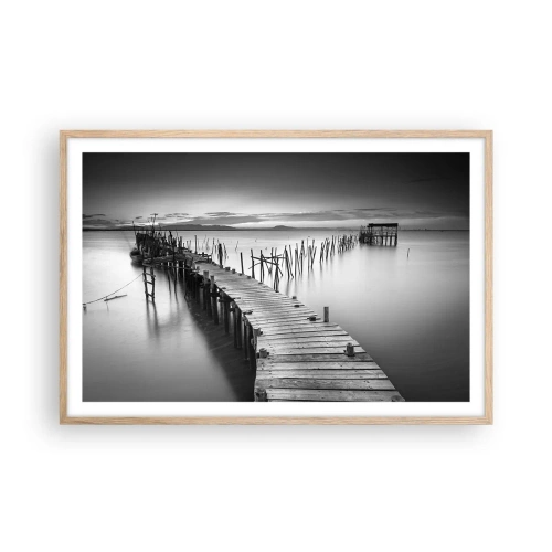 Poster în ramă de stejar deschis - Liniștea unui țărm uitat - 91x61 cm