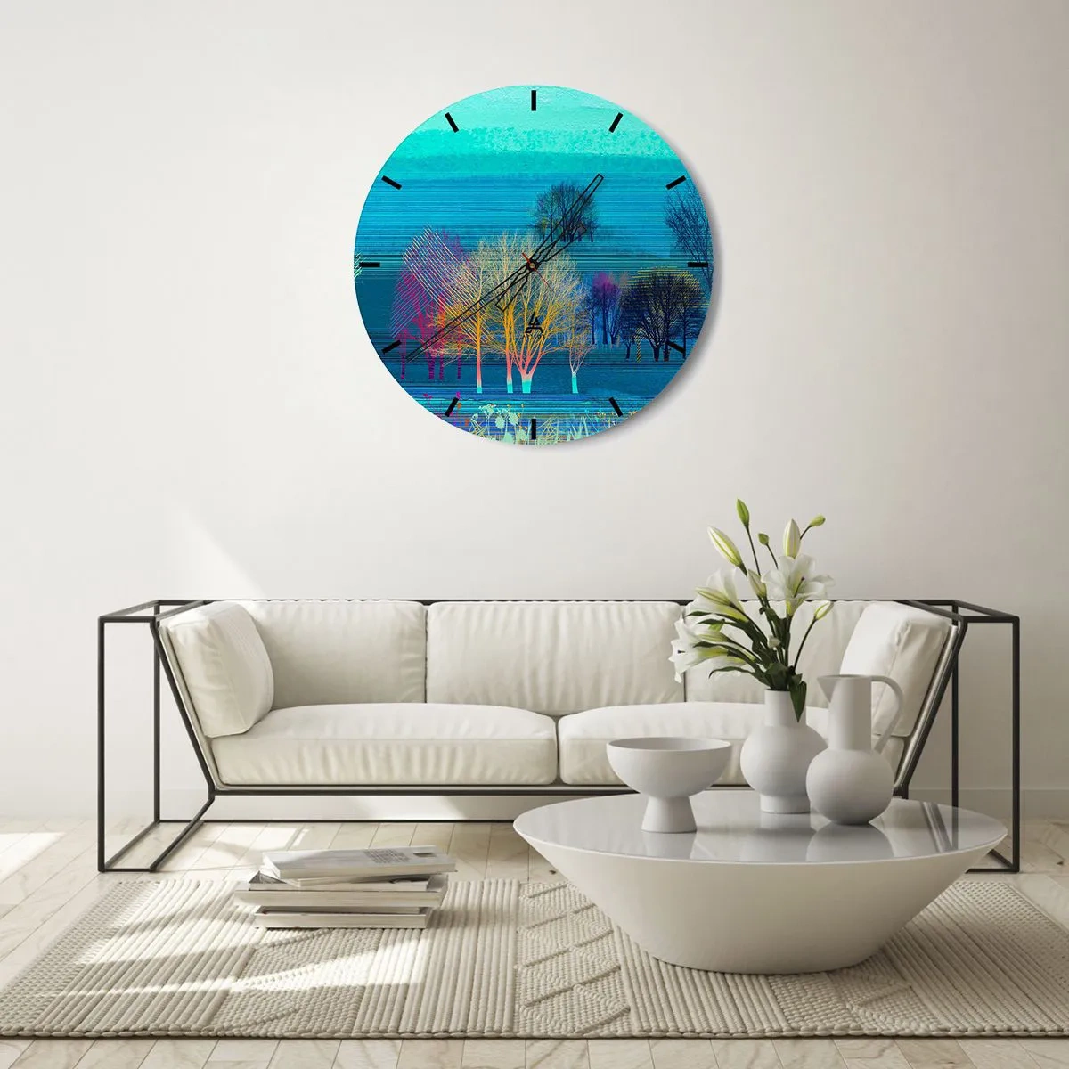 Ceas de perete - Ceas pe sticlă - Un peisaj pieptănat - 30x30 cm