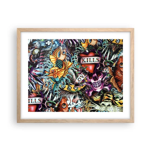 Poster în ramă de stejar deschis - Visul unui artist tatuator - 50x40 cm