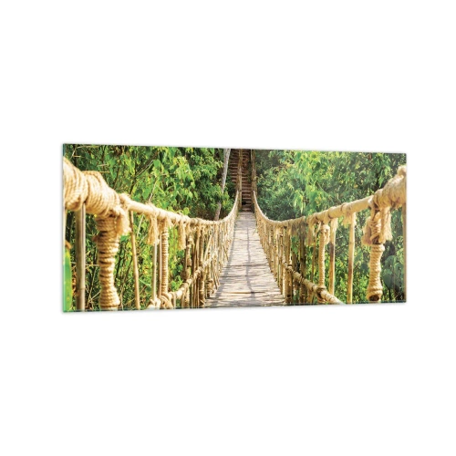 Tablou pe sticlă - Suspendat în verde - 120x50 cm