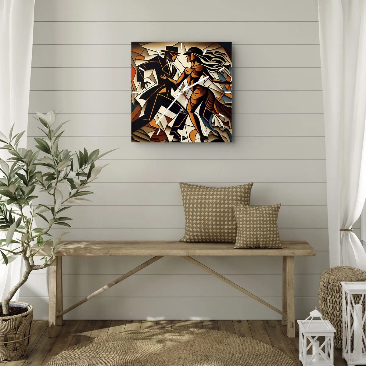 Ceas de perete - Ceas pe sticlă - Dans cu pasiune - 30x30 cm